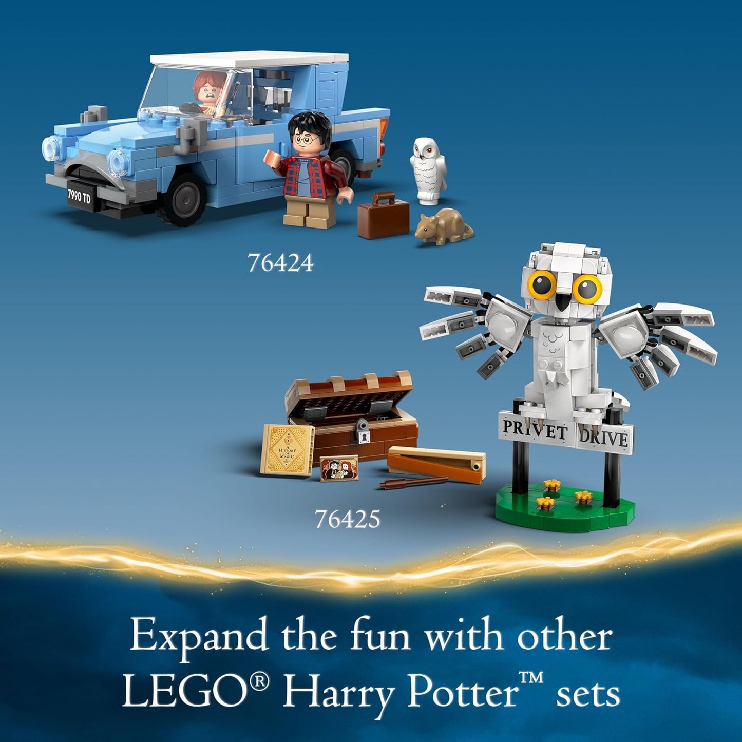 LEGO Harry Potter Flying Ford Anglia, Buildable Car Toy with 2 Minifigures for Role Play