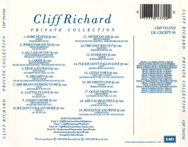 Cliff Richard - Private Collection (1979 - 1988) CD