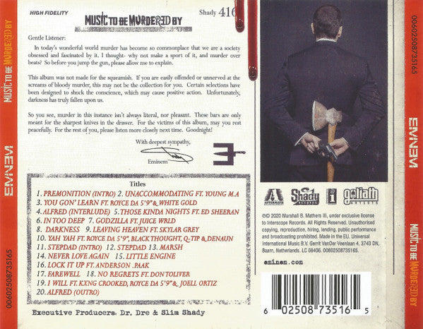 Eminem - Music To Be Murdered By CD