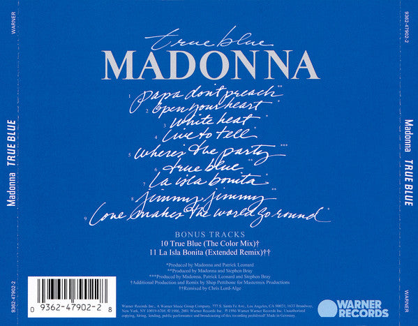 Madonna - True Blue Remastered W/ Bonus Tracks CD