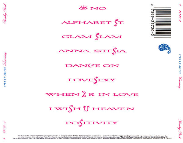 Prince - Lovesexy CD