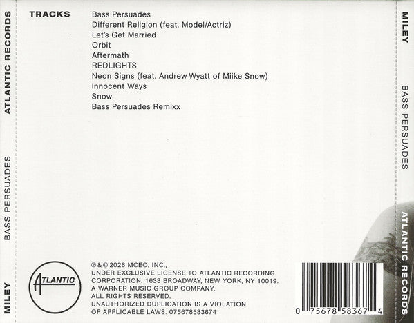 Miley Cyrus - Bass Persuades CD