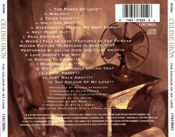 Celine Dion - The Colour Of My Love CD