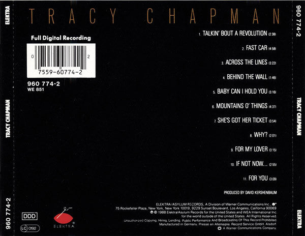 Tracy Chapman - Tracy Chapman CD