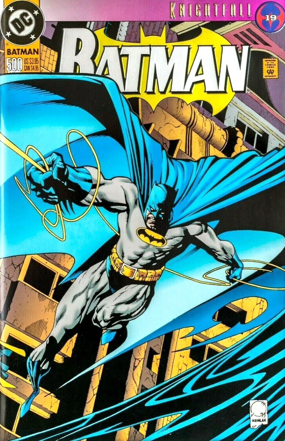 Batman #500 (1993) Knightfall 19 (Die-Cut Embossed Gold Foil Cover)