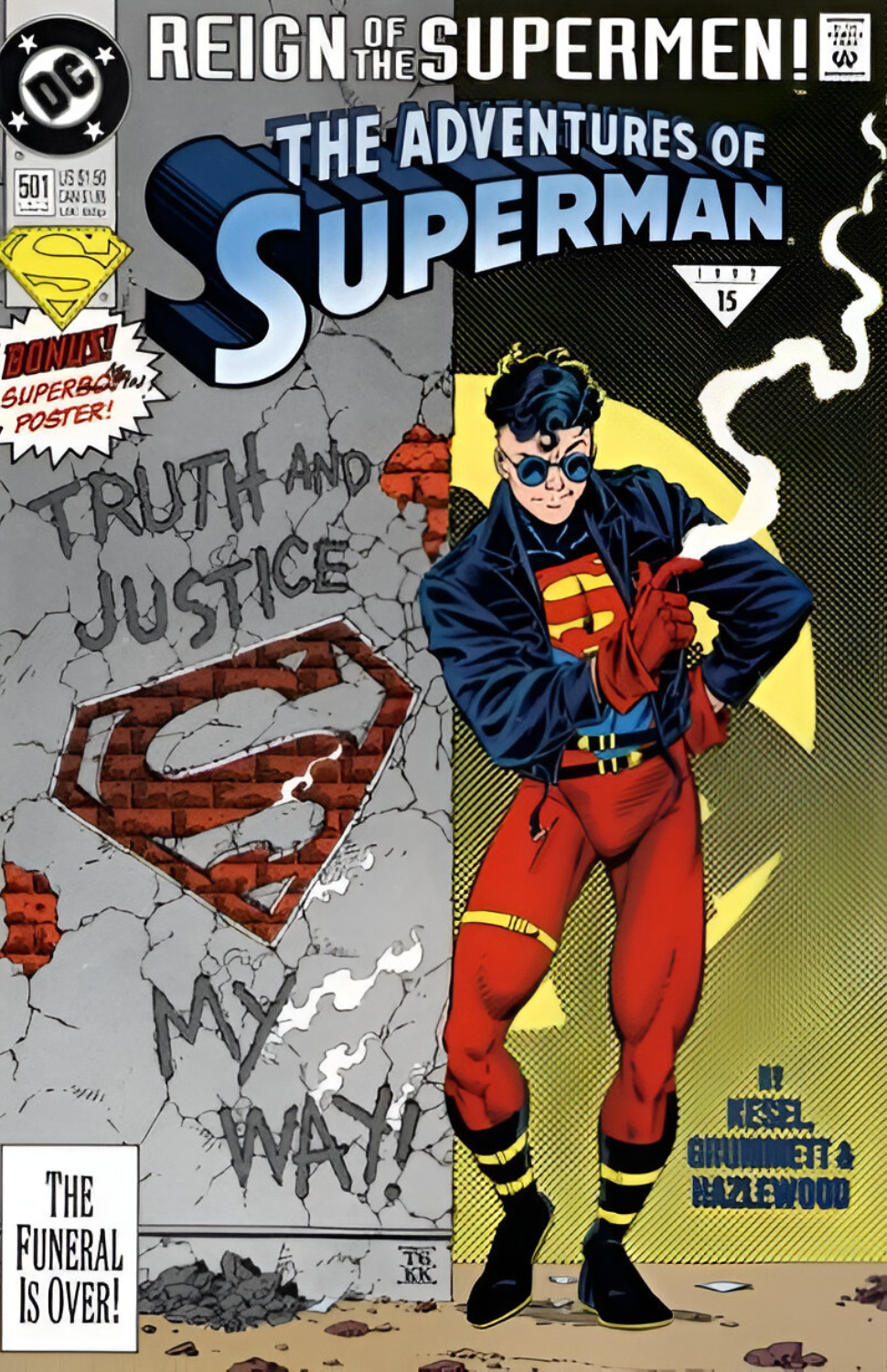 Adventures of Superman #501 (1993) - Reign of Supermen (with Centerfold Poster)