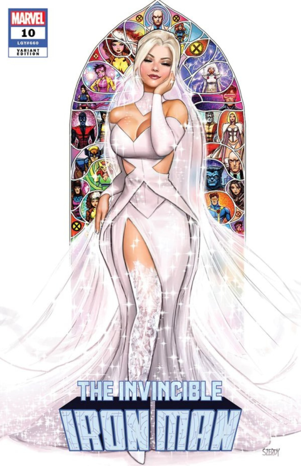The Invincible Iron Man #10 [Exclusive Nathan Szerdy Variant] [Emma Frost x Iron Man Wedding]