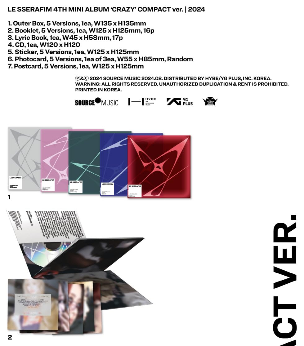 LE SSERAFIM - 4th Mini Album [CRAZY] (COMPACT SILVER RIBBON Ver.) CD