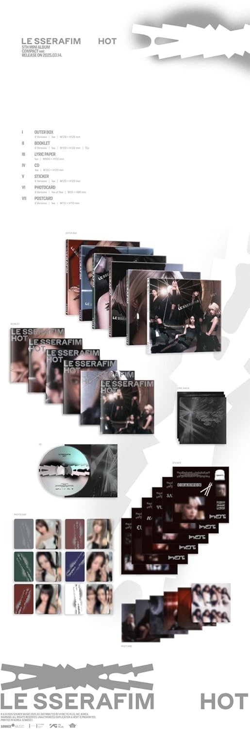 LE SSERAFIM - 5th Mini Album 'HOT' (COMPACT ver.) Group [White Dazzle] CD