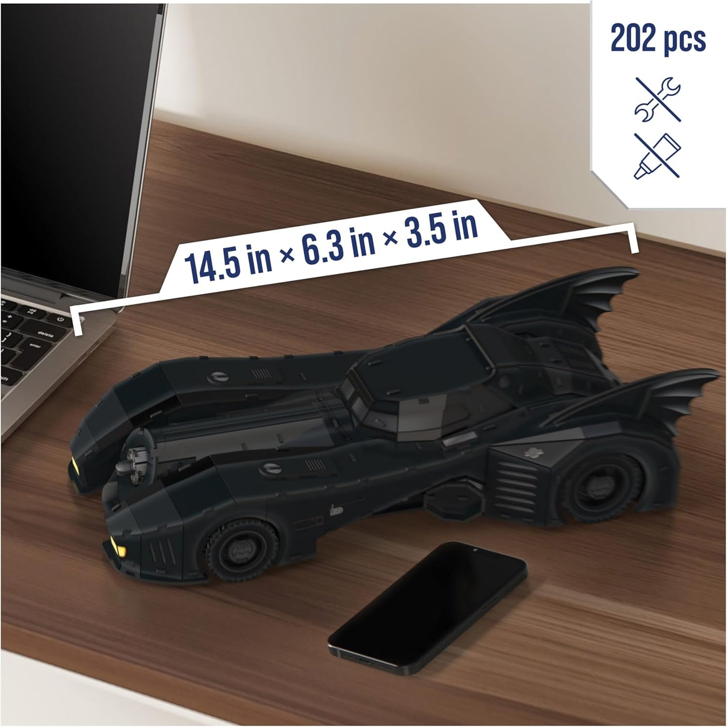 4D Build, DC Batman Retro Batmobile 3D Model Kit with Stand 3D Puzzles/202 Pieces