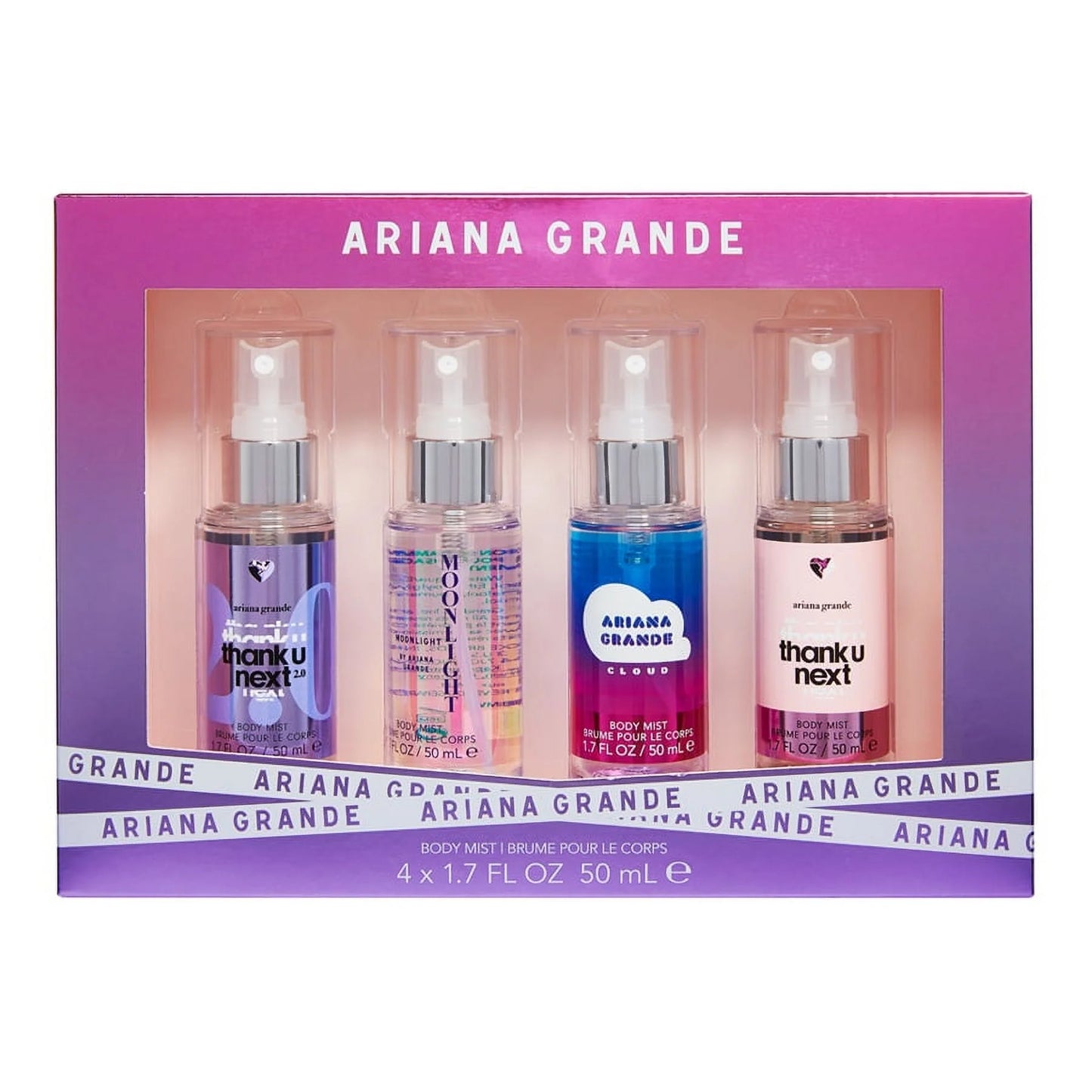 Ariana Grande 4PC Body Spray Coffret, 1.7oz/50mL (Thank U Next 2.0, Moonlight, Cloud, Thank U, Next)