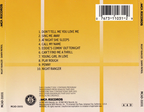 Night Ranger - Dawn Patrol CD