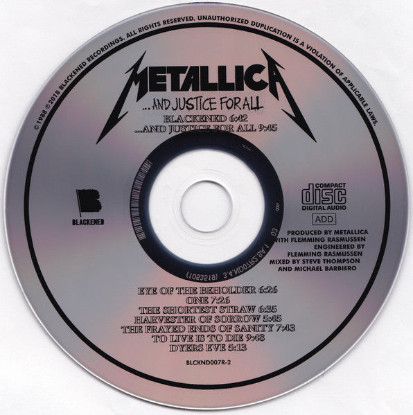 Metallica - ...And Justice for All Remastered CD