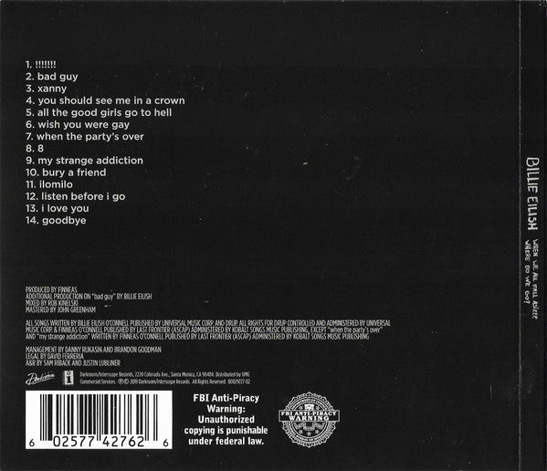 Billie Eilish - When We All Fall Asleep, Where Do We Go? CD