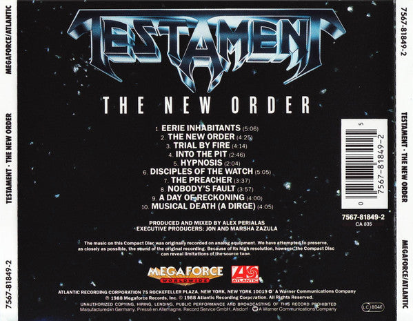 Testament - The New Order CD