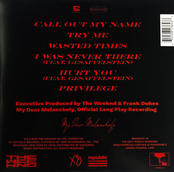 The Weeknd - My Dear Melancholy Vinyl – Elita Records