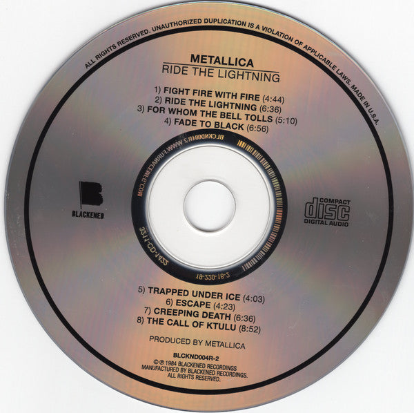 Metallica - Ride The Lightning Remastered CD