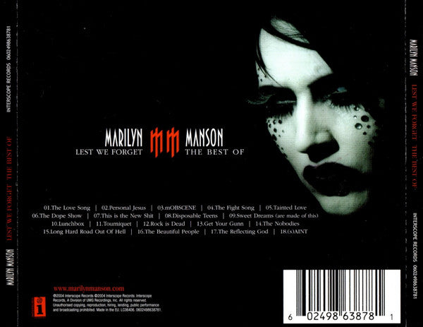 Marilyn Manson - Lest We Forget - The Best of Marilyn Manson CD