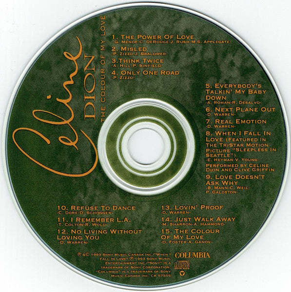 Celine Dion - The Colour Of My Love CD