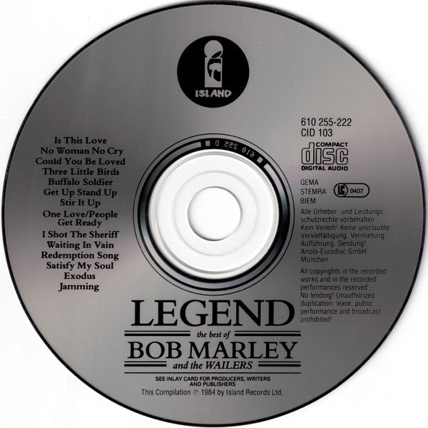 Bob Marley & The Wailers - Legend (The Best Of Bob Marley And The Wailers) CD