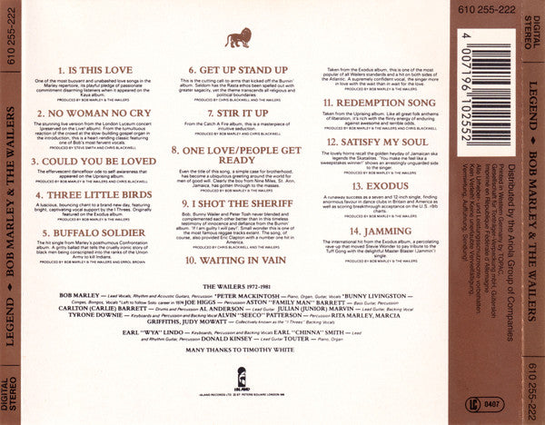 Bob Marley & The Wailers - Legend (The Best Of Bob Marley And The Wailers) CD