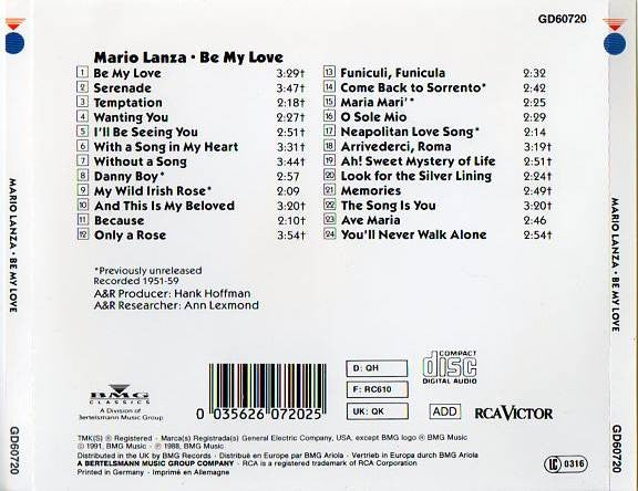 Mario Lanza - Be My Love CD