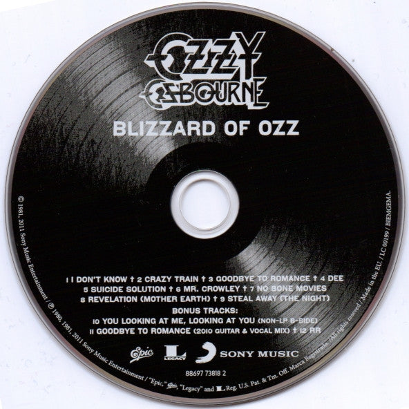 Ozzy Osbourne - Blizzard of Ozz Remastered CD