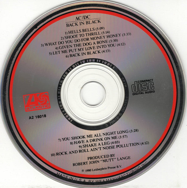 AC/DC - Back In Black Original First CD